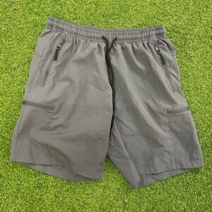 Santiny Mens Gray Athletic Cargo Shorts Zipper Pockets Hiking Gym Size‎ M